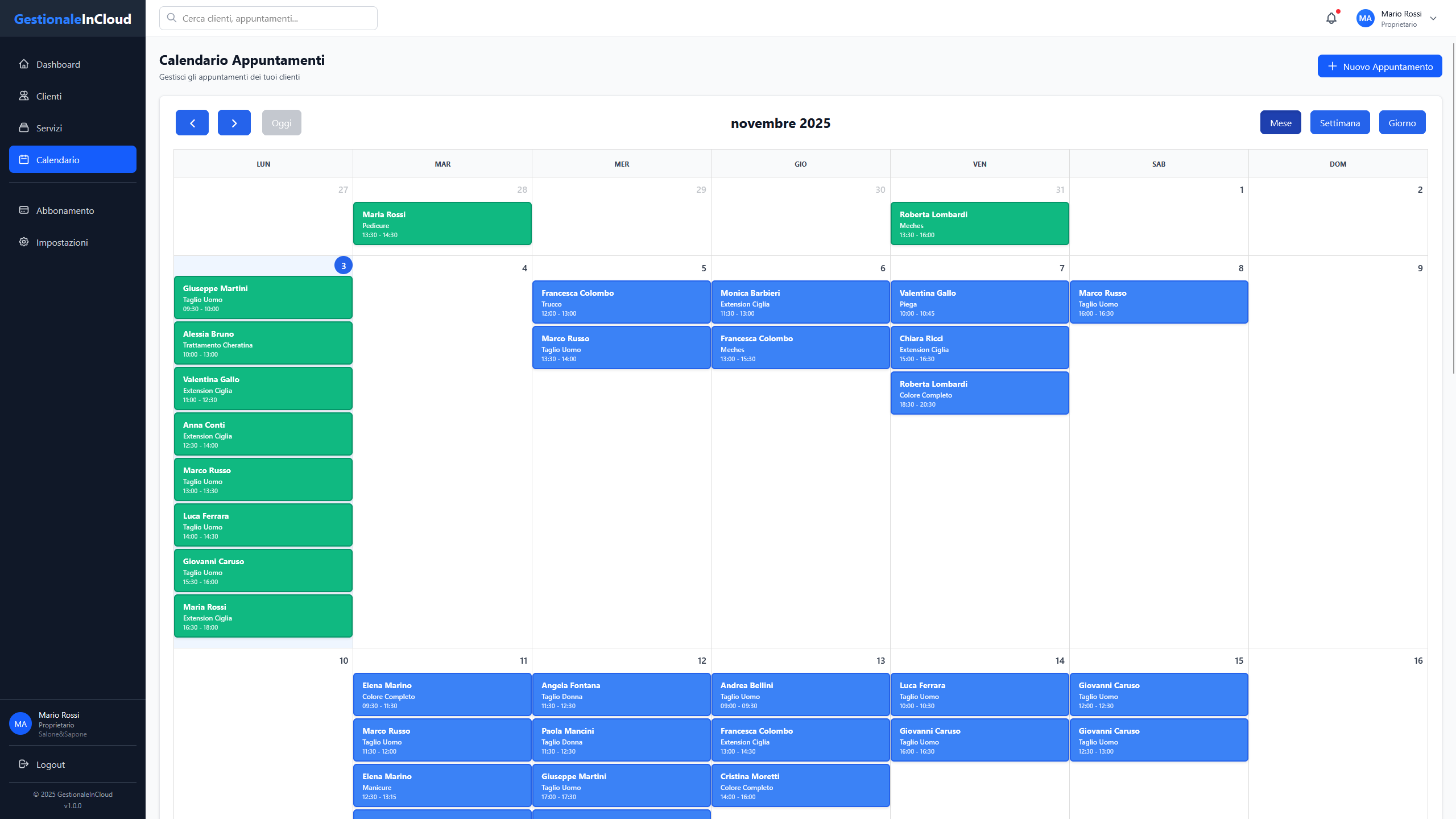 Calendario Appuntamenti