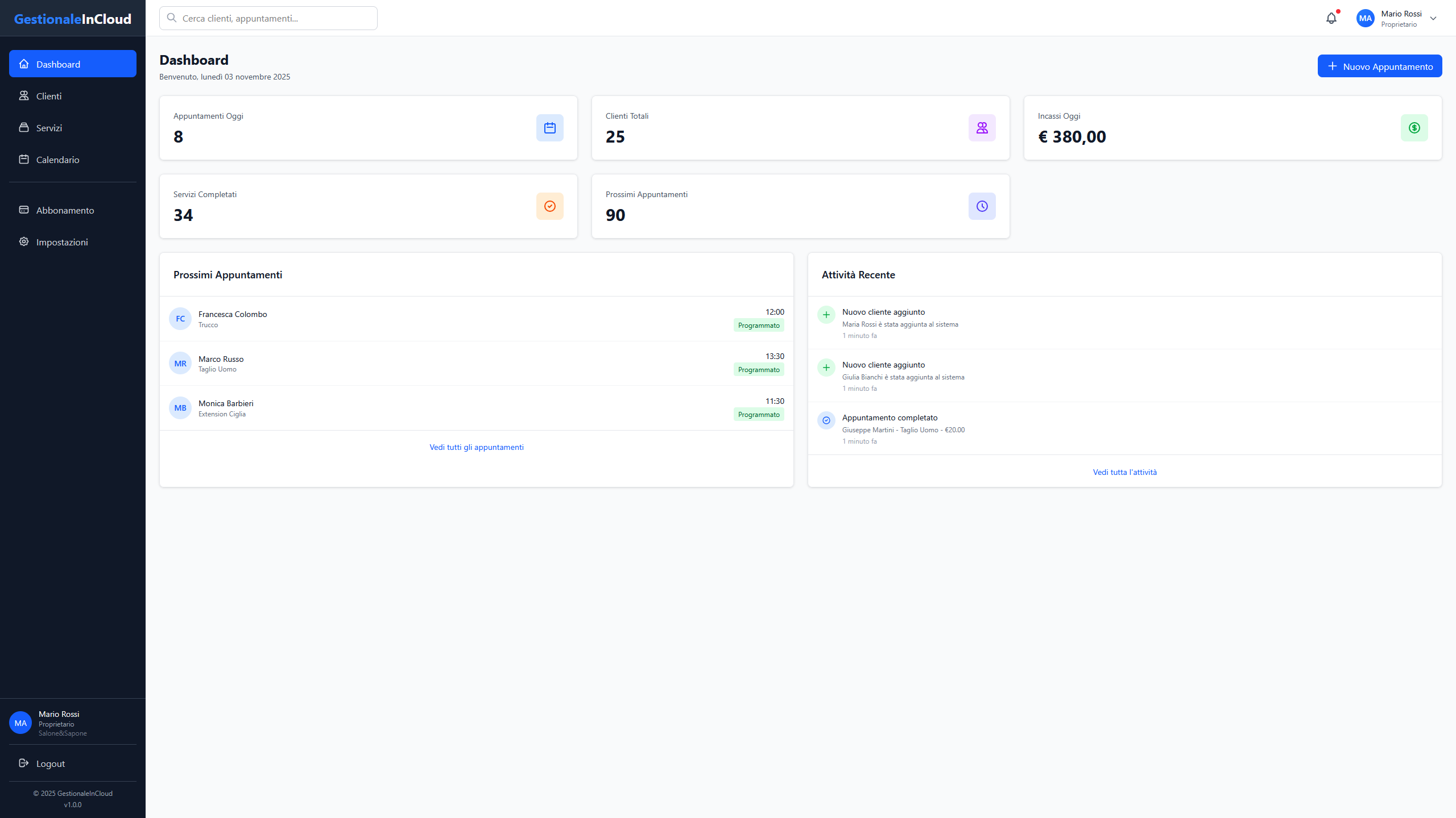 Dashboard Gestionale